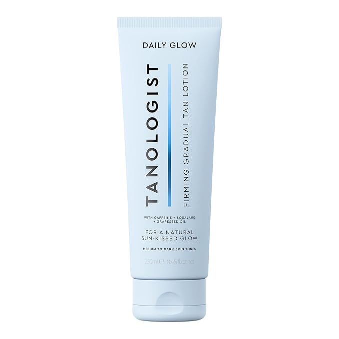 Tanologist Firming Daily Glow Body Lotion- Medium/Dark, Gradual Tanning Lotion, No Fake Tan Smell, Streak-Free & Natural Looking Self Tanner, Toning, Vegan, 8.45 fl. oz/250 ml Tube