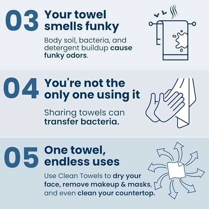 Clean Skin Club Clean Towels XL, 100% USDA Biobased Dermatologist Approved Face Towel, Disposable Clinically Tested Face Towelette, Facial Washcloth, Makeup Remover Dry Wipes, 100 ct, 2 pack