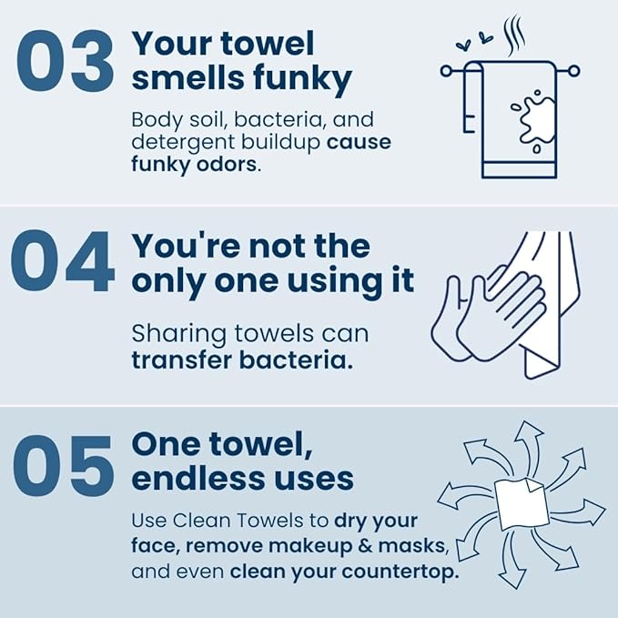 Clean Skin Club Clean Towels XL, USDA Certified 100% Biobased Dermatologist Approved Disposable Face Towelette, Facial Washcloth, Makeup Remover Dry Wipes, Ultra Soft, 150 count, 3 pack