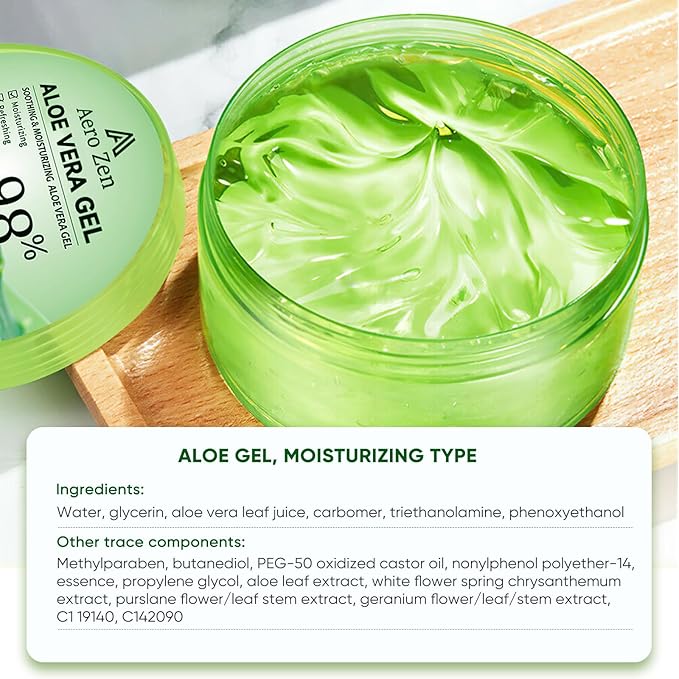 Organic Aloe Vera Gel for Face & Body Made within 12 Hours of Harvest, 98% Pure Aloe Vera Gel for Skin,Scalp,& Hair, Soothing Aloe Face Moisturizer,Multipurpose Skin Care(10oz)