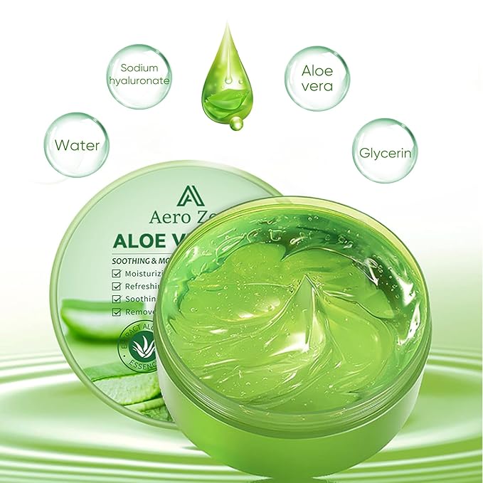 Organic Aloe Vera Gel for Face & Body Made within 12 Hours of Harvest, 98% Pure Aloe Vera Gel for Skin,Scalp,& Hair, Soothing Aloe Face Moisturizer,Multipurpose Skin Care(10oz)