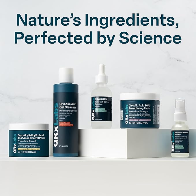 QRxLabs Glycolic Acid Face Wash – Gentle Exfoliating Gel Cleanser for Smoother Looking Skin – Helps Improve Texture & Hydration – Ideal for Blemish-Prone Skin and Ingrown Hairs – 6 oz