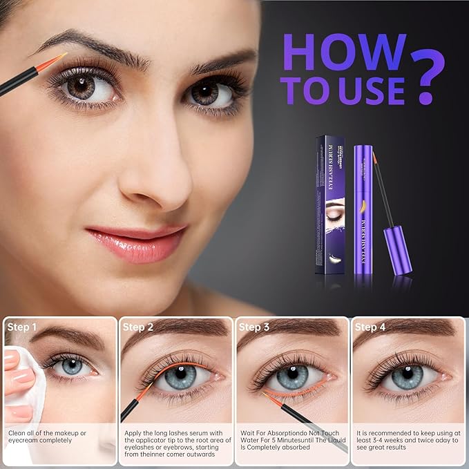 Lash Serum - 8ml Rapid Eyelash Growth Serum for Thickness, Stronger, Healthier Lashes & Brows - Vegan & Cruelty-Free