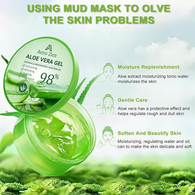 Organic Aloe Vera Gel for Face & Body Made within 12 Hours of Harvest, 98% Pure Aloe Vera Gel for Skin,Scalp,& Hair, Soothing Aloe Face Moisturizer,Multipurpose Skin Care(10oz)