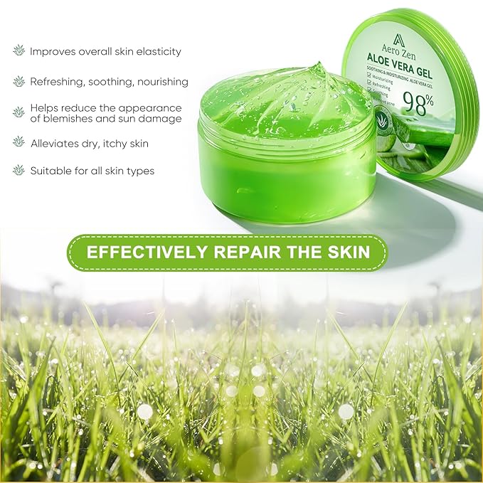 Organic Aloe Vera Gel for Face & Body Made within 12 Hours of Harvest, 98% Pure Aloe Vera Gel for Skin,Scalp,& Hair, Soothing Aloe Face Moisturizer,Multipurpose Skin Care(10oz)