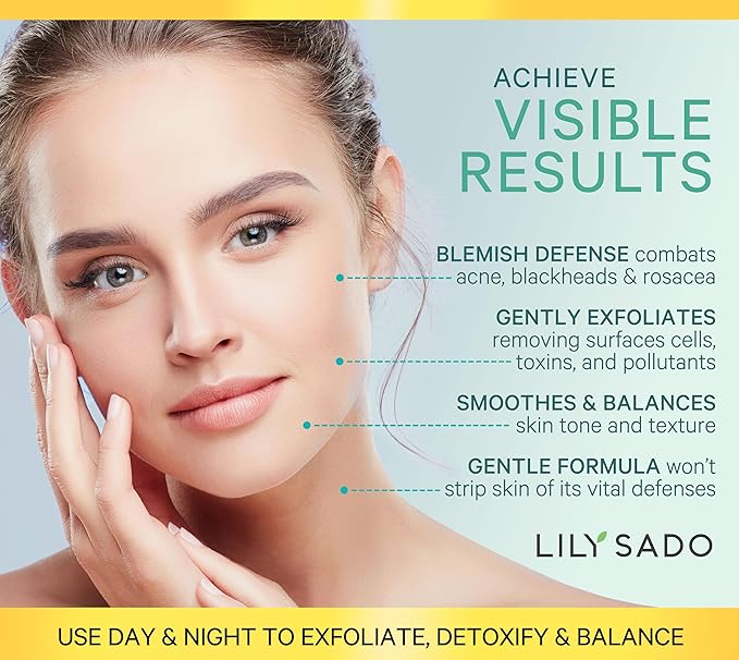 LILY SADO TEA+Cβ’ Green Tea & Vitamin C Face Cleanser β Natural Vegan Antioxidant Daily Face Wash with Aloe, Rosehip, Meadowfoam - Gentle Deep Cleansing for Acne, Blackheads, Blemishes. 8 oz