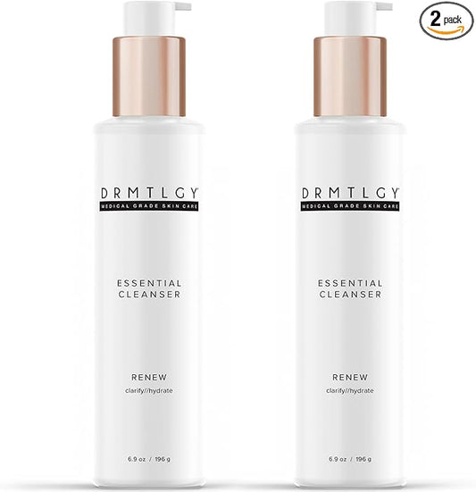 DRMTLGY Essential Facial Cleanser - Gentle Face Cleanser and Face Wash for Women and Men with Anti-Aging Peptides & Hyaluronic Acid. 6.9 fl oz, 2 Pack