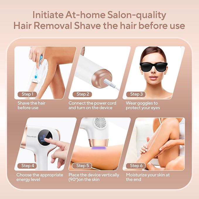 Laser Hair Removal, IPL Hair Removal for Women and Men, Hair Removal Device for Bikini Legs Armpits Arms At Home, 999,900+ Flashes Painless Effective & Long-Lasting