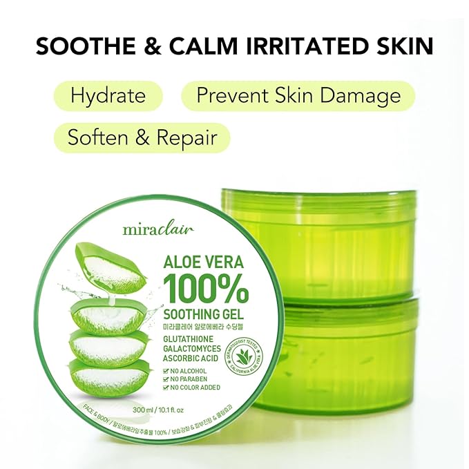Aloe Vera Gel for Face, Skin, Hair & Sunburn Relief, Made with 100% Pure Aloe Gel for All Skin Types. Made in Korea. 300ml (10.1fl.oz) (3)